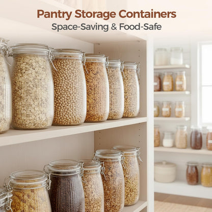 ComSaf 6-Pack 17oz Short Glass Jars for Drawers, Small Airtight Food Canisters for Spices, Nuts & Kids Snacks, Pint Sized Canning Jar Set for Jams, Pickles & Pantry Organization