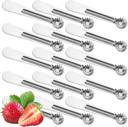 15 Pcs Silver Strawberry Hullers Set Stainless Steel