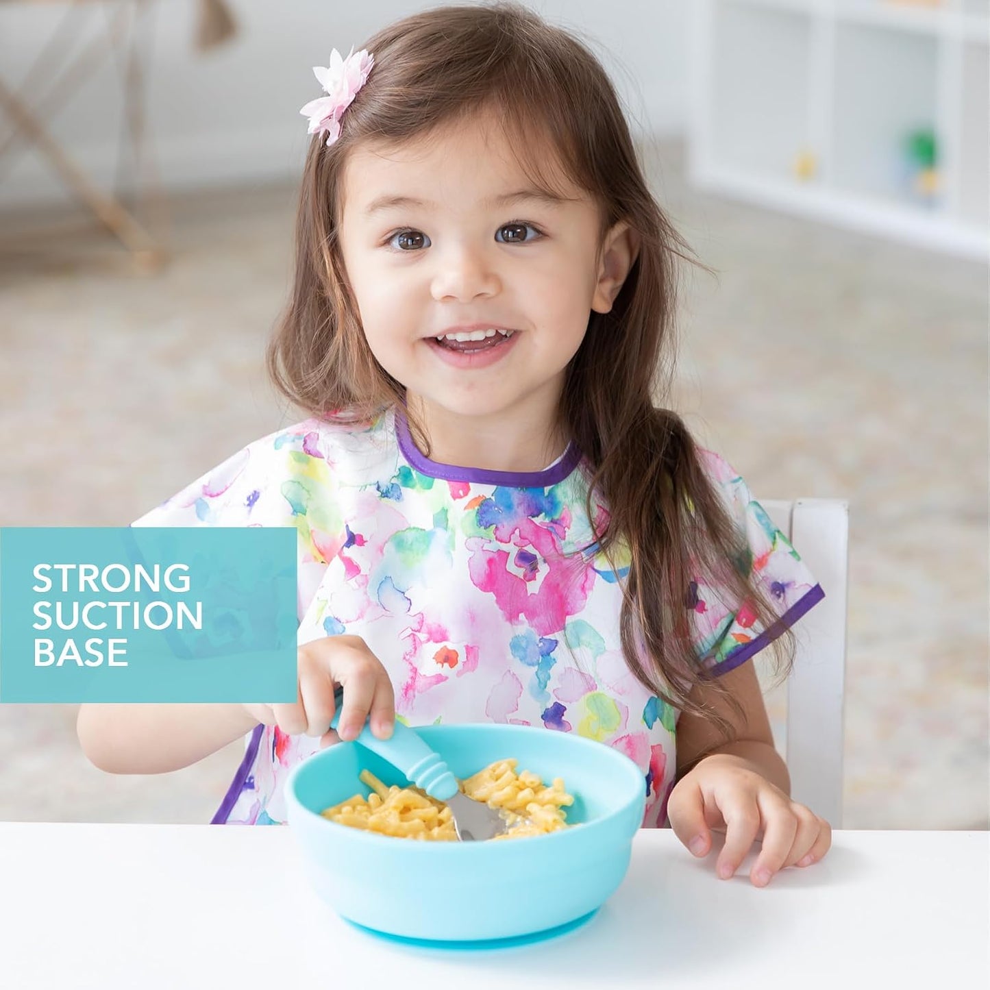 Bumkins Baby Bowl, Silicone Suction, for Babies, Toddlers and Kids, Baby Led Weaning, Feeding Essentials, Platinum Silicone, Non Skid Sticky Bottom, Supplies for Children Ages 6 Months Up, Gray