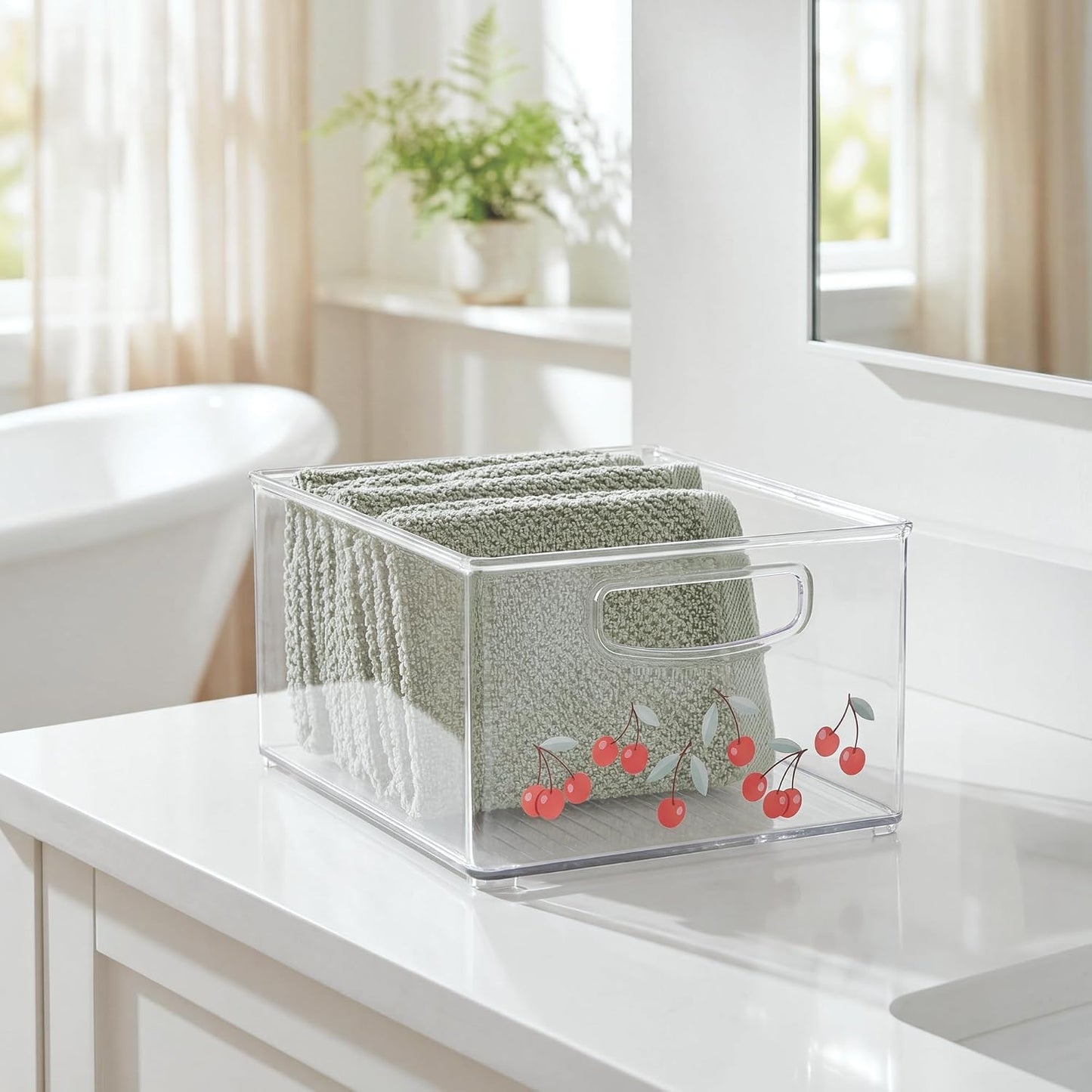 iDesign Stackable Clear Plastic Bin - Kitchen Organizers and Storage for Fridge and Pantry, 2-Pack