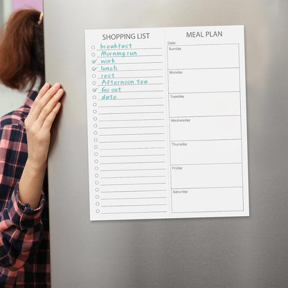 Gueevin 2 Pcs Magnetic Dry Erase Grocery List for Fridge 10" x 12" Magnet White Board Sheet with 8 Whiteboard Markers 2 Eraser Reusable for Refrigerator Kitchen Locker Cabinet Door(Black Line)