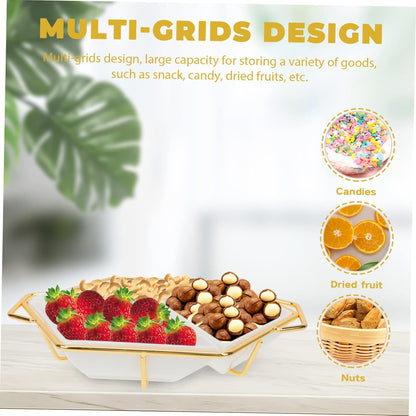Diamond Platter - Multi-Grids Snack Tray for Dried Fruits Cookies and Candies - Ideal for Kitchen Dining Picnics and Gatherings