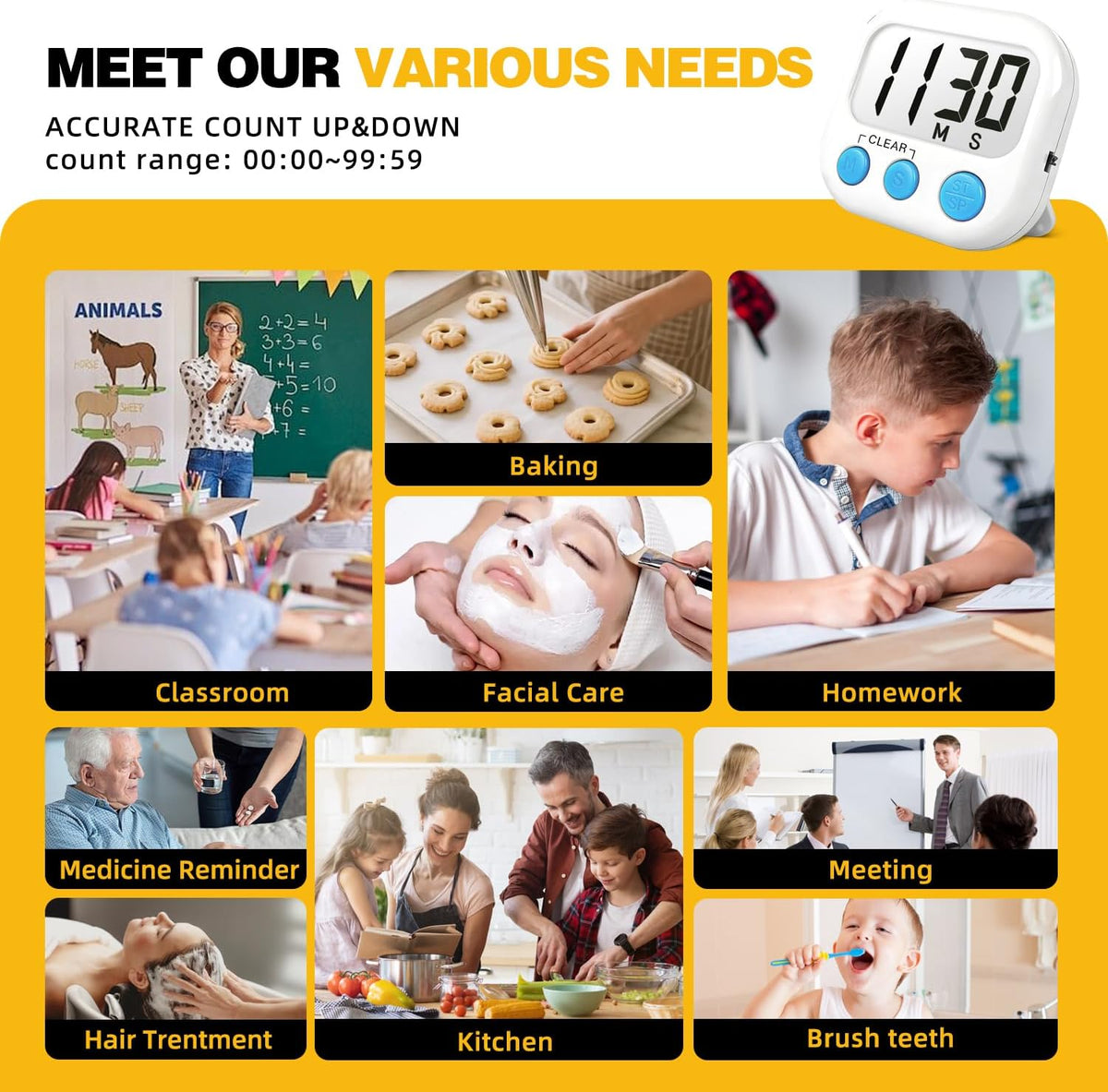 Digital Timer for Kids Classroom Timers for Teachers Blue Green