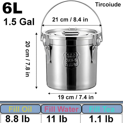 3.2Gal 304 Stainless Steel Kitchen Airtight Canister, 405oz Flour Container with Lid and Locking Clamp,10-21Lbs Metal Bucket Food Storage Container for Rice Flour Grain Coffee Bean(12L)