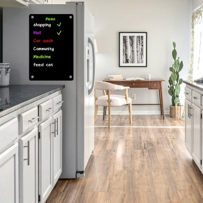 JonXon 8"X12" Acrylic Magnetic Menu Board for Kitchen,Acrylic Weekly Calendar for Fridge,Clear Meal Planner for Refrigerator,Magnet Fridge Menu Planner with 6 Magnetic Erasable Markers