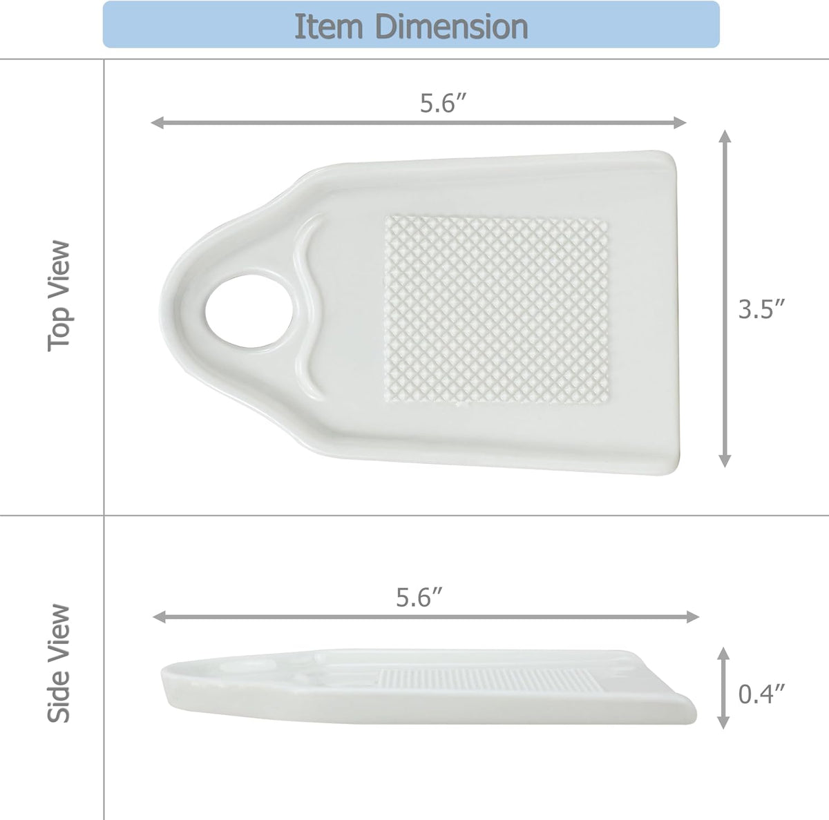 EIKS Porcelain Grater Plate Grinding Dish, Cooking Preparation Tool