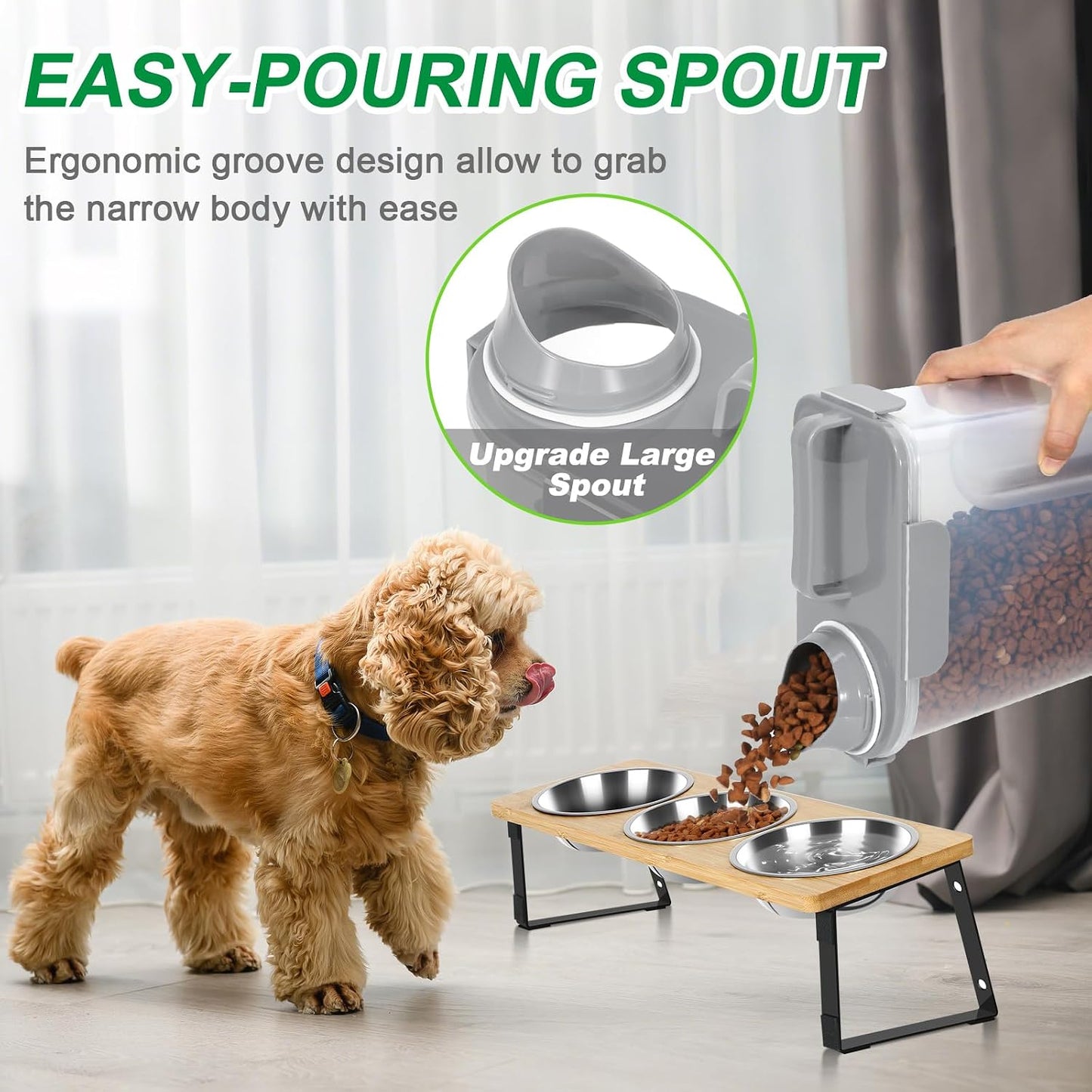 TBMax 10 Lbs Cat Dog Food Storage Container, 2026 Upgraded Large Pouring Container for Pet Food Storage, Bird Seed Dispenser, Portable Travel Kibble Holder -Dark Green