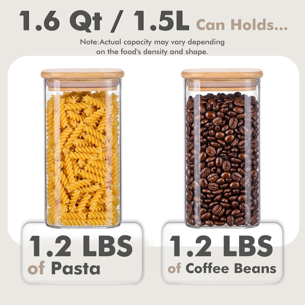 2-Pack 3.4Qt Large Glass Flour Sugar Storage Containers with Lids | Wide Mouth Design, With Measuring Cups, Minimalist Kitchen Organizer,Scandinavian Style Storage,Nordic Style Storage
