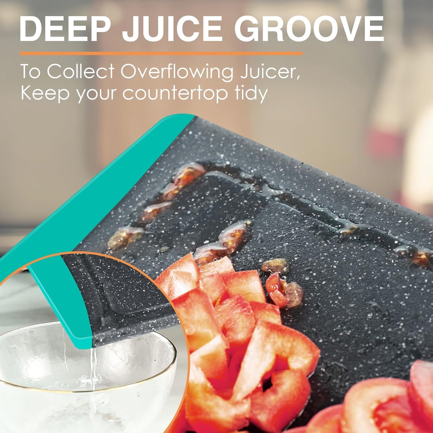 Extra Large Cutting Boards, Plastic Cutting Boards for Kitchen (Set of 3) Cutting Board Set Dishwasher Chopping Board with Juice Grooves Easy-Grip Handles, Dark Grey, Empune