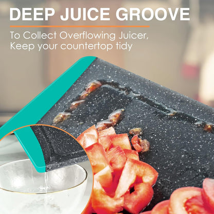 Extra Large Cutting Boards, Plastic Cutting Boards for Kitchen (Set of 3) Cutting Board Set Dishwasher Chopping Board with Juice Grooves Easy-Grip Handles, Dark Grey, Empune