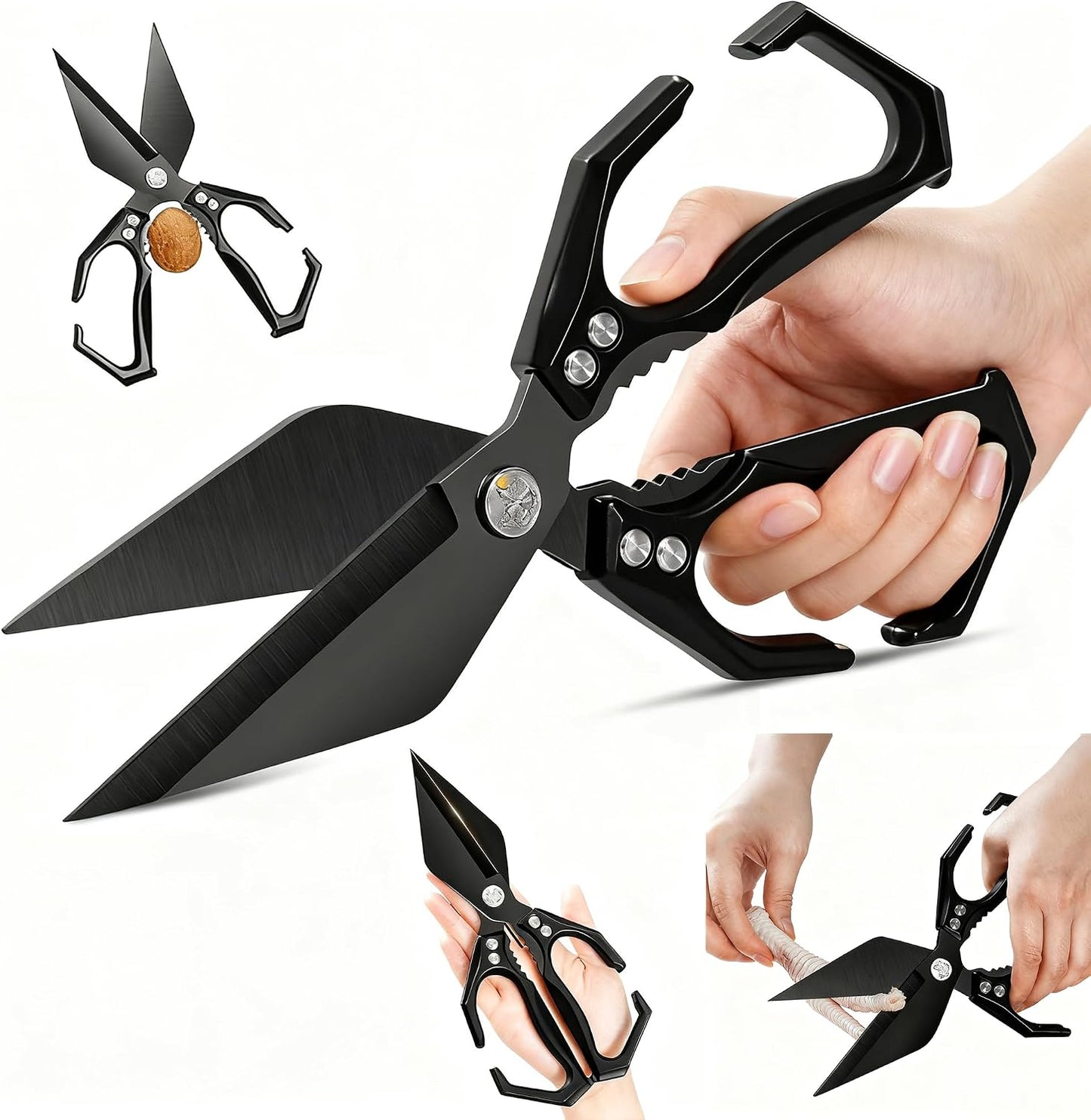 Multifunctional Heavy Duty Kitchen Shears,Kitchen Shears for Cutting Chicken,Kitchen Scissors for Food, Japanese High-Carbon Steel Culinary Poultry Shears, for Chicken,Meat,Fish,Bone Cutting(Silver)