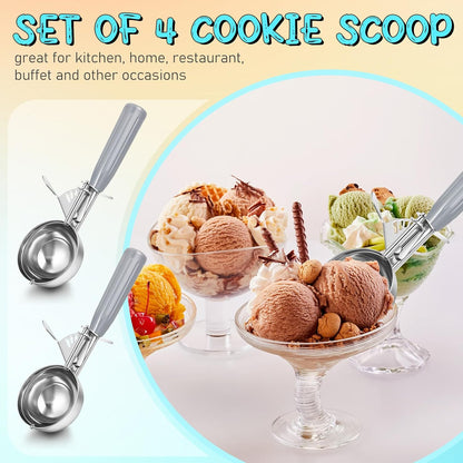 Reallnaive Ice Cream Scooper with Trigger, 4 oz, Gray