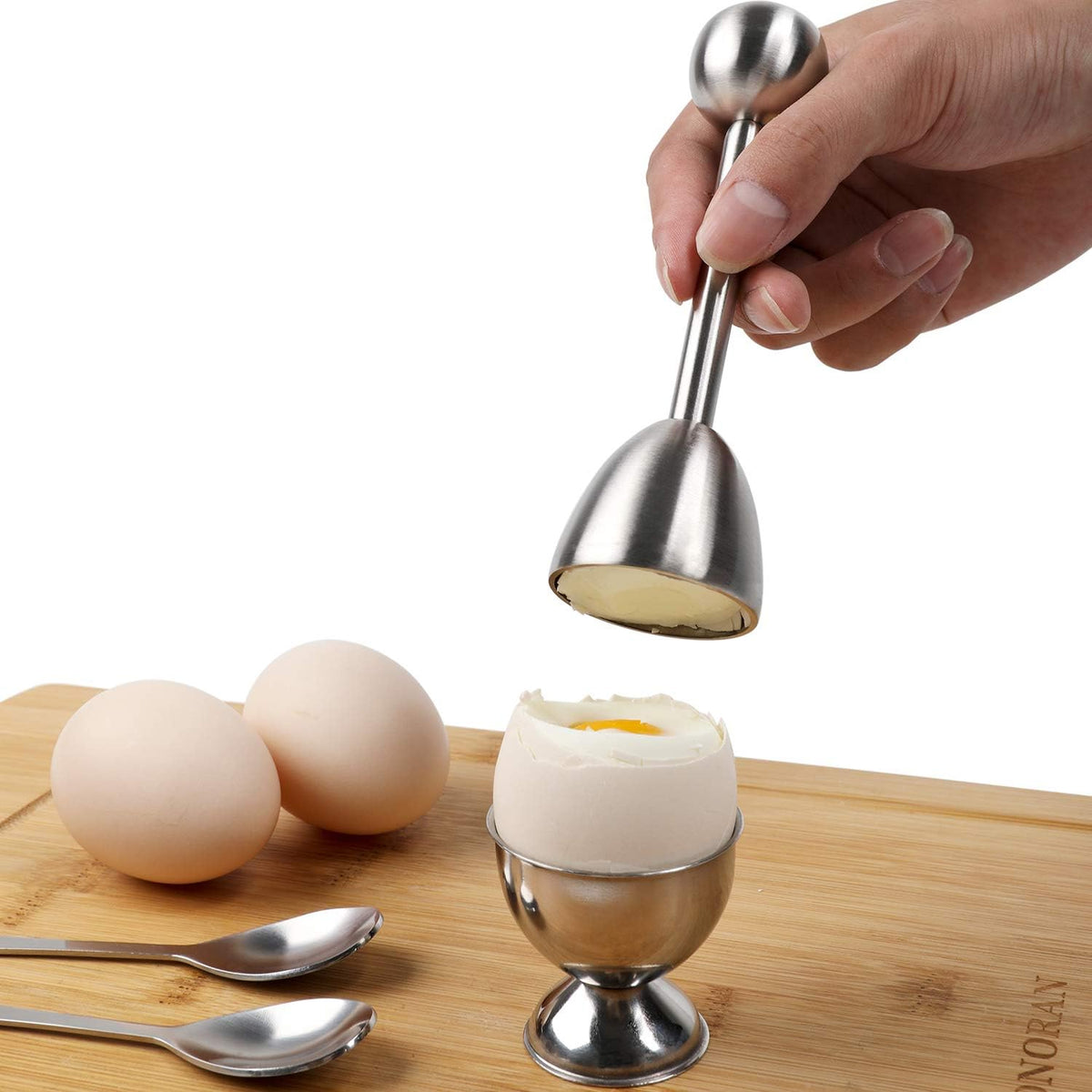 Egg Cracker Topper Cutter for Soft Hard Boiled Eggs Separator Holder Set