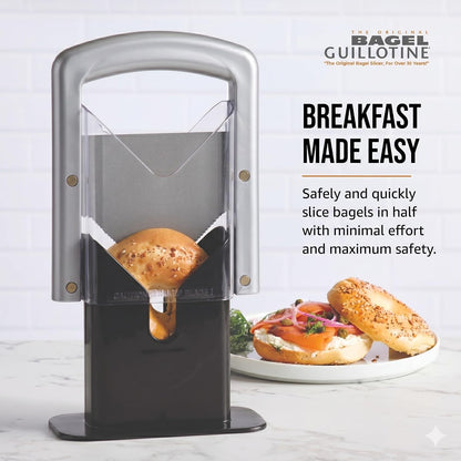 Hoan Bagel Biter Bagel Slicer and Cutter with Safety Shields - Guillotine Style Bagel Cutter Slicer for Large and Small Bagels, English Muffins, Buns, and Rolls - Compact, Dishwasher Safe