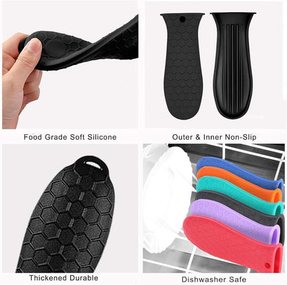 Silicone Hot Handle Holder - Potholder for Cast Iron Skillets & Frying Pans - Heat Resistant Sleeve Grip Handle Cover, Red, Black, Blue, Green