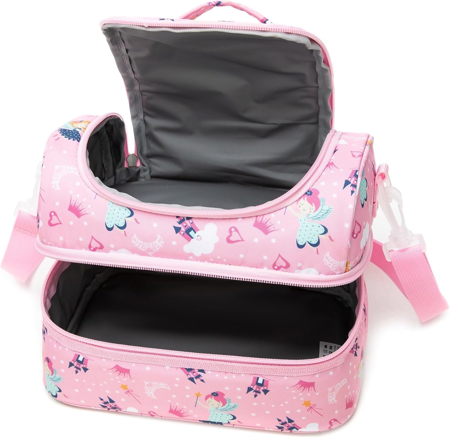 Insulated Kids Dual Compartment Lunch Bags Tote for Girls Boys Toddler School Picnic Food Cooler Thermal with Strap Lunch Boxes Blue Unicorn