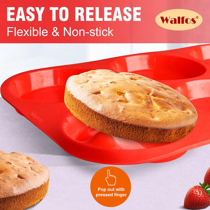 Walfos Silicone Cupcake Pan Set, 2-Piece Mini 24 Cups Muffin Baking Pan, BPA Free and Dishwasher Safe, Non-stick , Great for Making Muffin Cakes, Fat Bombs