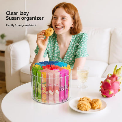 2 Pack Lazy Susan Organizer, 9 inch Rotating Storage Organizer with 4 Removable Bins, Lazy Susan Turntable Organizer for Fridge, Kitchen, Vanity, Cabinet
