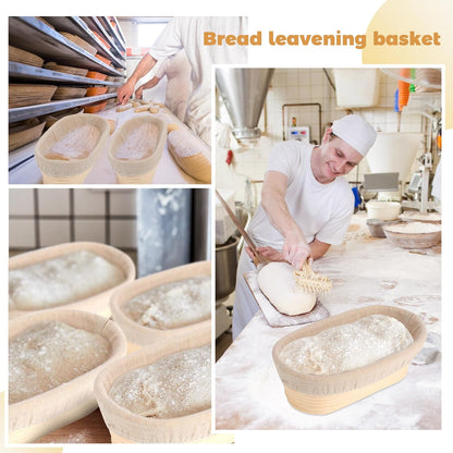 Gejoy 8 Pack 10 Inch Oval Banneton Bread Proofing Basket for Bakers