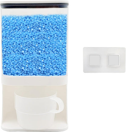 Detergent Dispenser for Laundry Room,Wall-Mounted Laundry Detergent Dispenser with Spigot Cup Holder,Suitable for Soap Beads Rice Scent Boosters Dry Food Dog Food Dispenser Storage Containers(1.5L)
