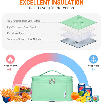 NOL Mini Insulated Lunch Bag for Women Men Kids | Small Leakproof Reusable Lunch Tote | Fits 6 Cans 330ml | Thermal Cooler for Work School Picnic Camping, Navy blue