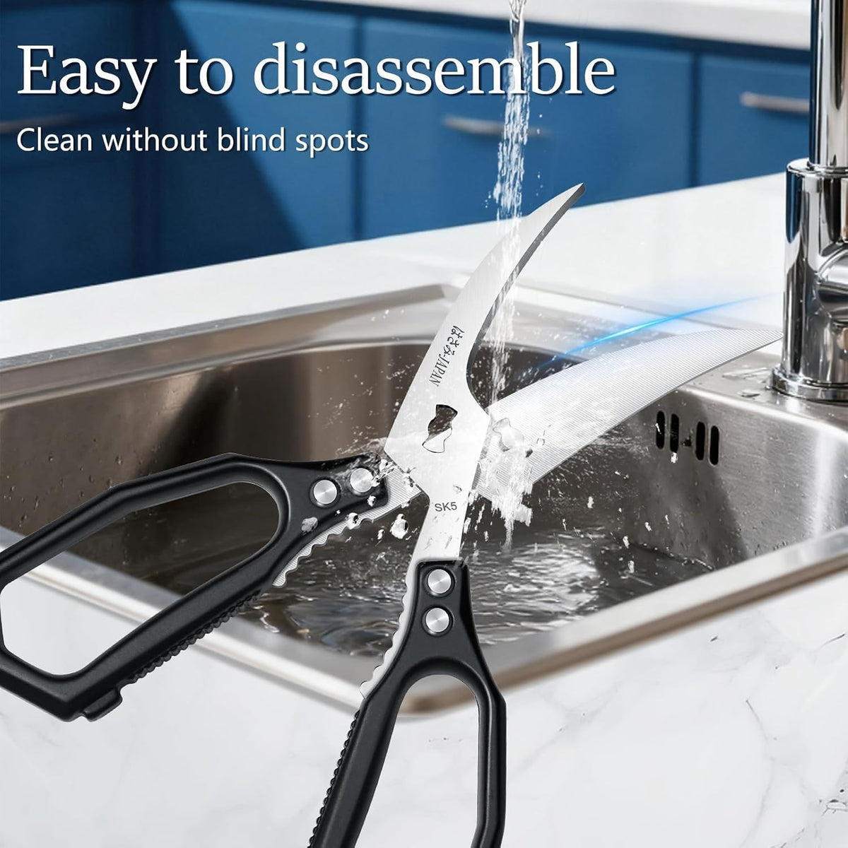 Huusk Black Multi-Purpose Seafood Scissors - Oversized Handles