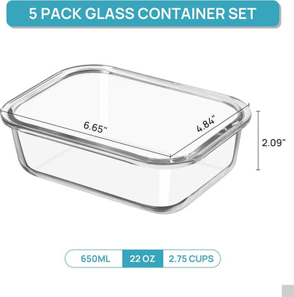 Vtopmart 10 Pack 35oz Glass Food Storage Containers with Lids, Meal Prep Containers, Airtight Reusable Lunch Container Set, Safe for Oven, Microwave, Freezer, and Dishwasher, Grey
