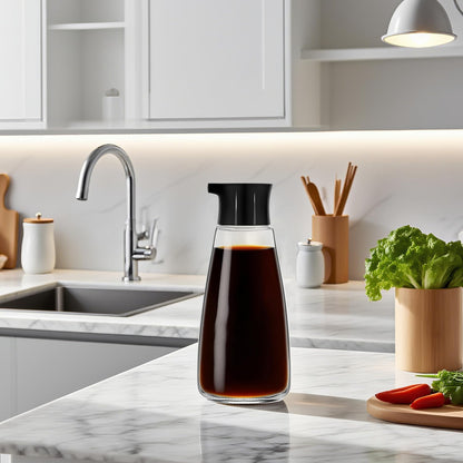1 Pcs Glass Soy Sauce 9.6 oz Dispenser Bottle