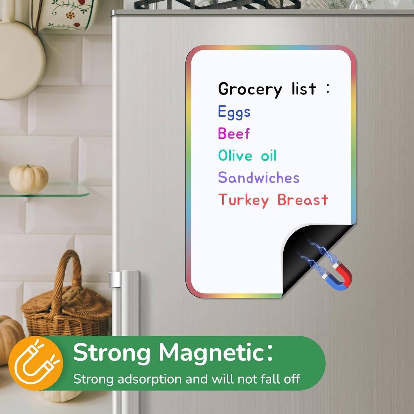 2-Pack Magnetic Dry Erase Board for Fridge, 12" x 8" Refrigerator Whiteboard, Reusable Blank Notepad with Kitchen Conversion Chart, 8 Markers & 1 Eraser,Organization Planner for Home and Kitchen