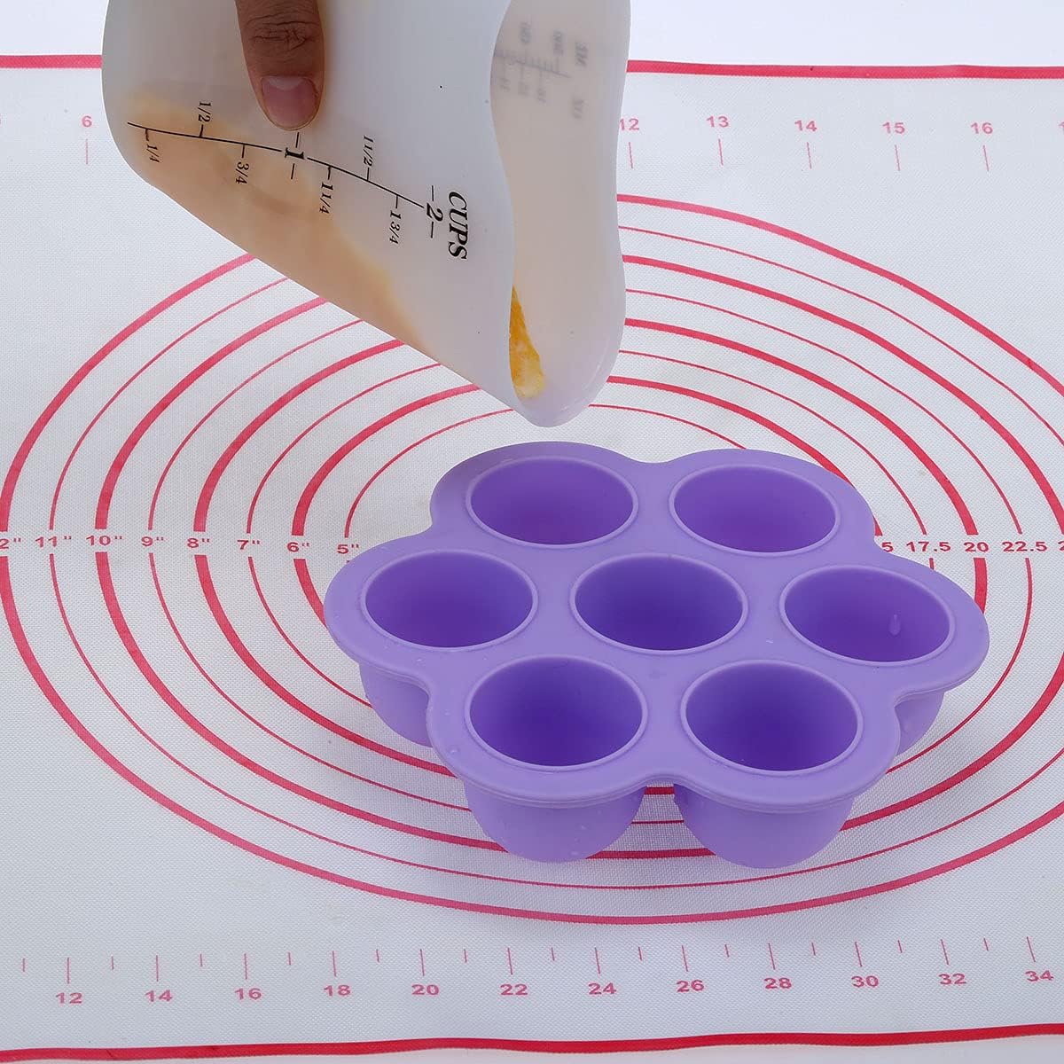 Szxc Silicone Flexible Nestable Measuring Cups Set for Epoxy Resin, Butter, Chocolate - 4 Cup + 2 Cup + 1 Cup - Melt Stir Squeeze & Pour - BPA Free - Standard & Metric Measurment Markings