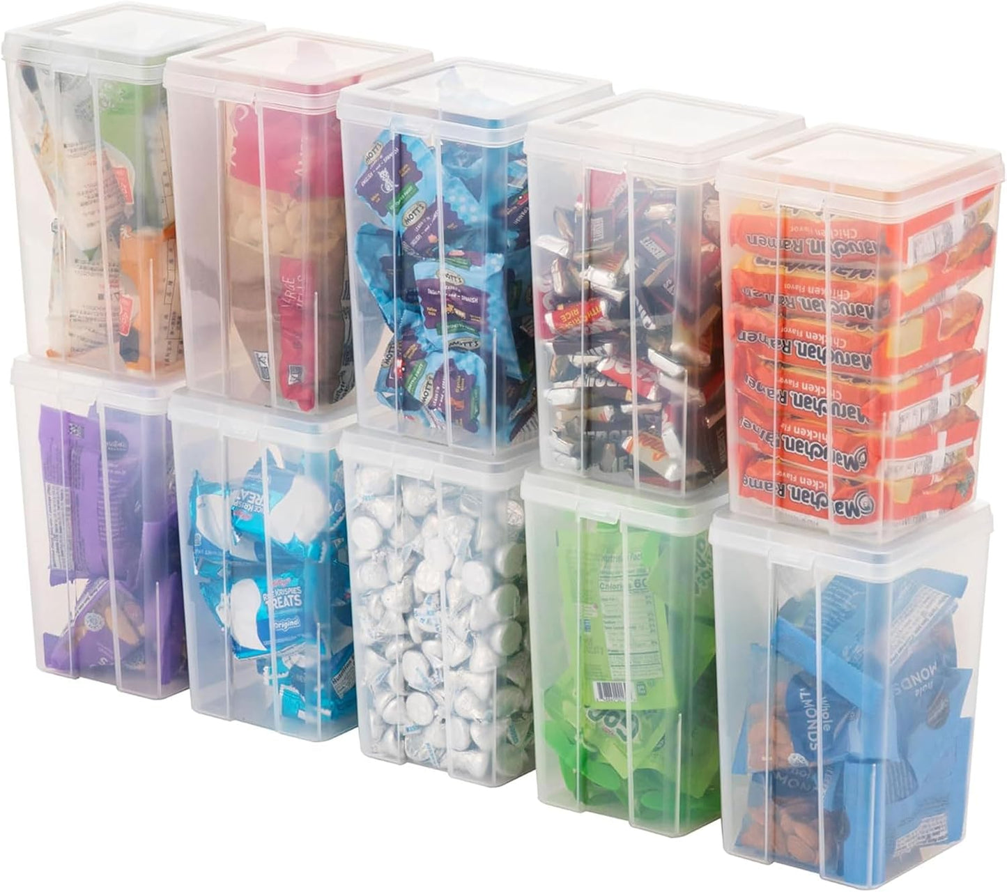 IRIS USA Vertical Storage Bins with Lids |Made in USA| Flip Top Containers for Organizing Pantry, Office, Craft, and Study Supplies - Small (10-Pack)