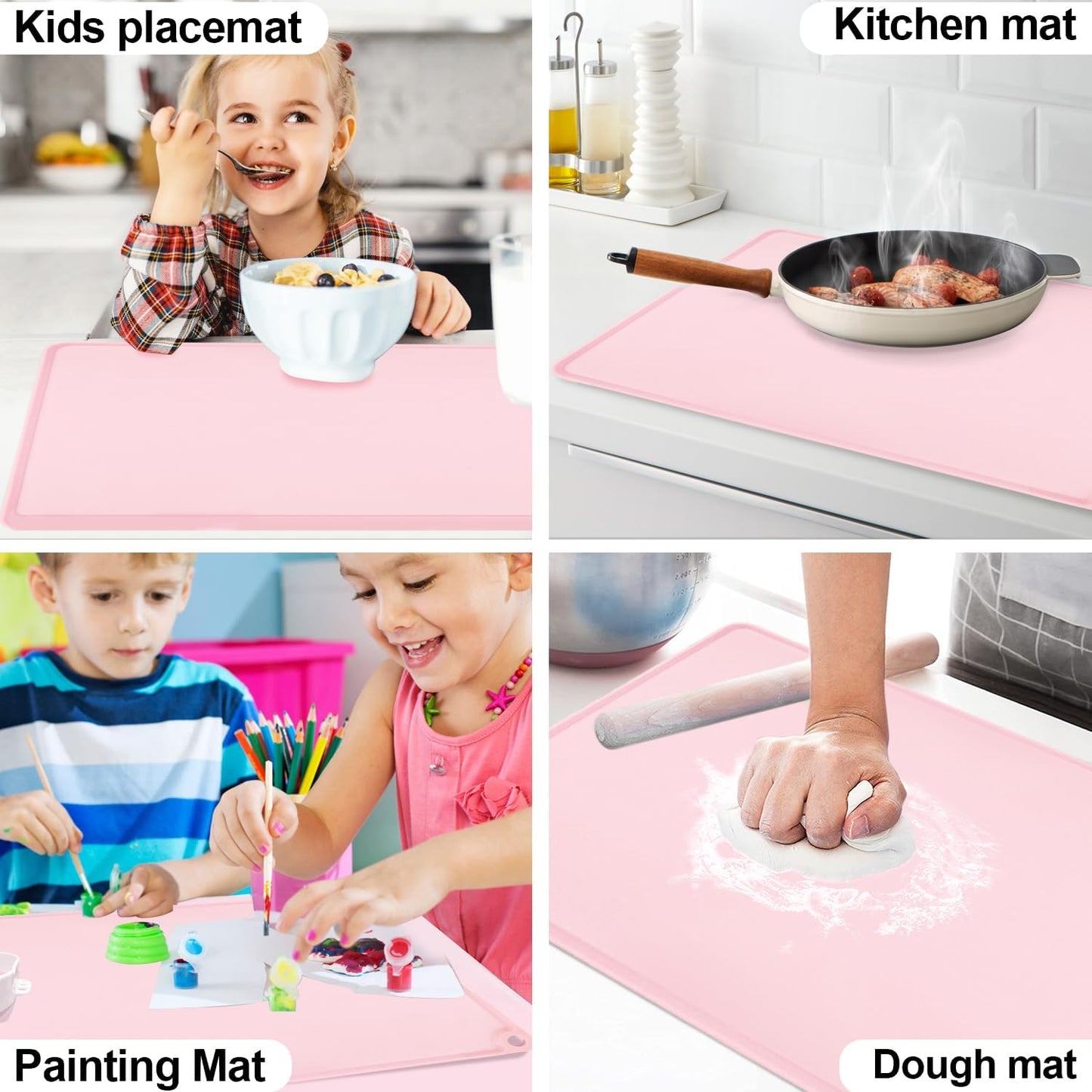 Extra Large Silicone Mat, 31.5x23.6 Inch Heat Resistant Mat for Kitchen Counter, Non Stick Silicone Baking Mat for Dough and Pastry, Thick Silicone placement Countertop Protector, Black countertop mat