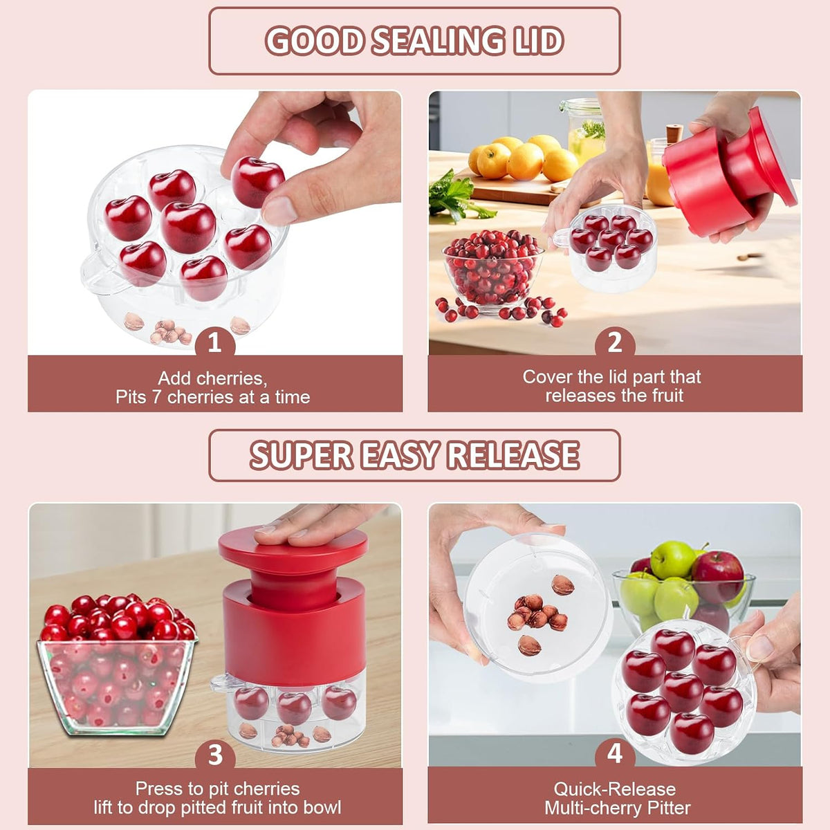 Cherry Pitter Tool,Cherry Pitter Cherry Stone Remover Tool for Making Cherry Jam Cherries Corer Pitter Tool，Cherry Pitter Olive Pitter with Space-Saving Lock Design, Black