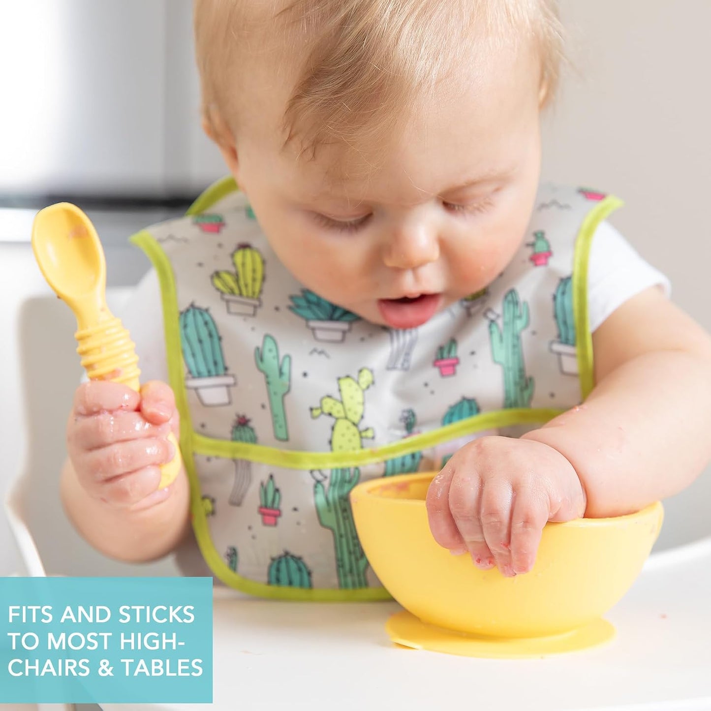Bumkins Baby Bowl, Silicone Feeding Set with Suction for Baby and Toddler, Includes Spoon and Lid, First Feeding Set, Training Essentials for Baby Led Weaning for Babies 4 Months Up, Sage