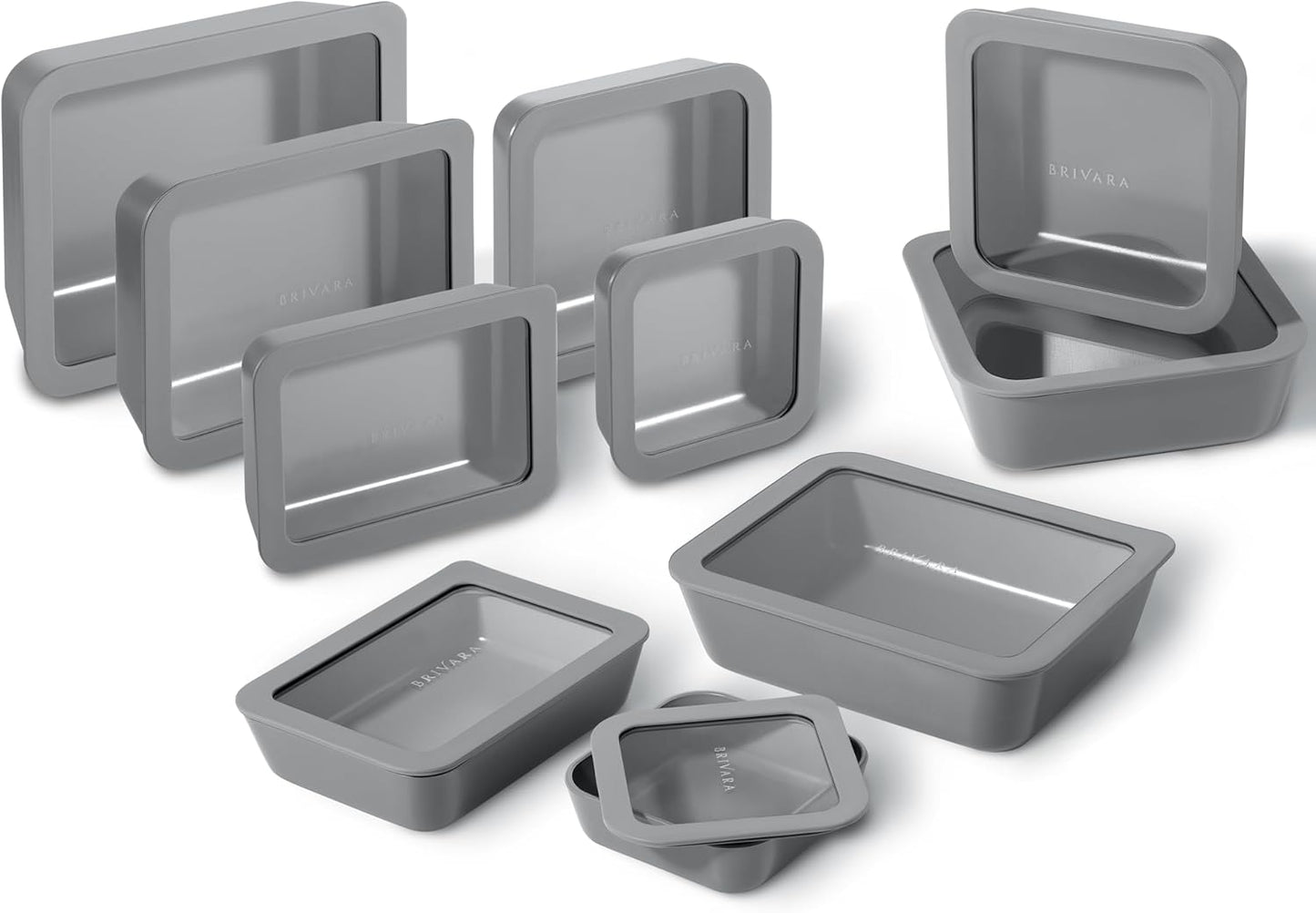 Ceramic Coated Glass Food Storage Container | No PTFE, PFOA, PFAS, and BPA | Reusable Non Toxic Meal Prep Container with Glass Lid | Easy To Store | 3 Cup Rectangle [Onyx]