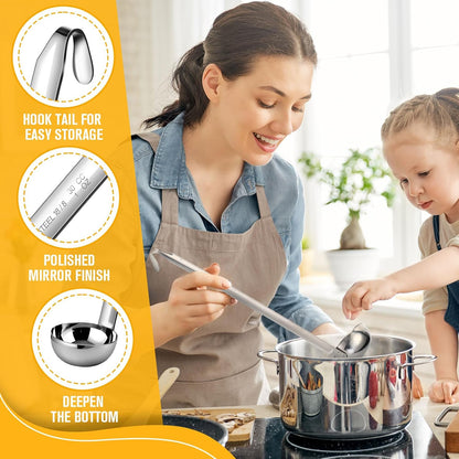 meekoo Stainless Steel Ladles Soup with Long Handle, 6oz