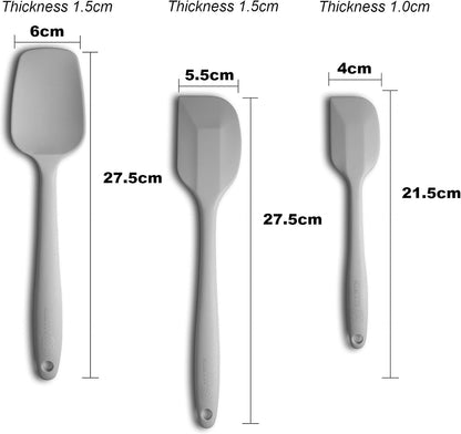 Silicone Spatula 3-piece Set, Ergonomic Handle High Heat-Resistant Spatulas, Non-stick Rubber Spatulas with Stainless Steel Core, Black