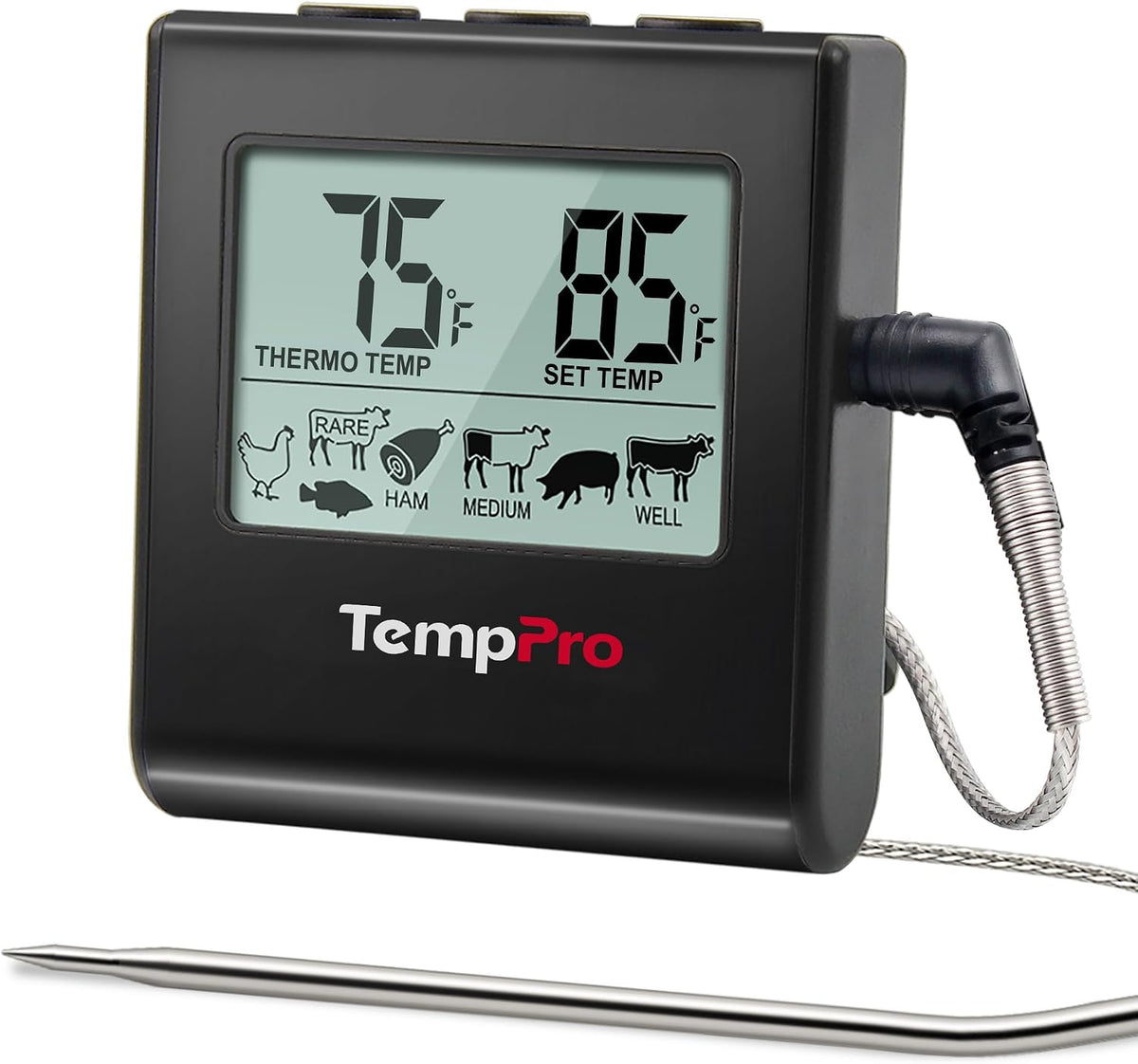 TempPro TempTrack Large LCD Digital Meat Thermometer for Cooking, Smoking
