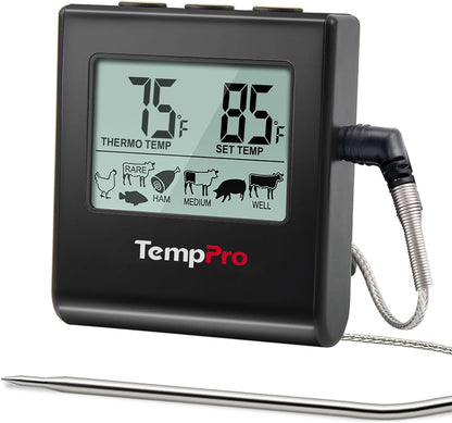 TempPro TempTrack Large LCD Digital Meat Thermometer for Cooking, Smoking