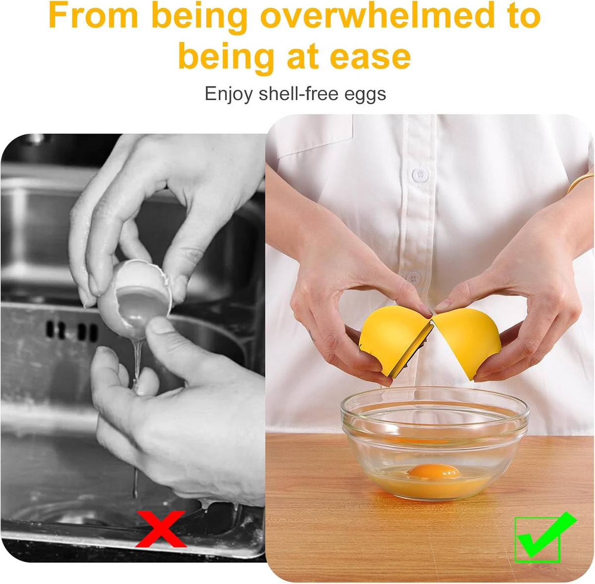 Egg Cracker, Silicone Egg Shell Opener, Cute Egg Shaped Design, Opens Eggs with Ease, A Little Happiness Boost for Your Kitchen.(Color: Red, 2-Pack)
