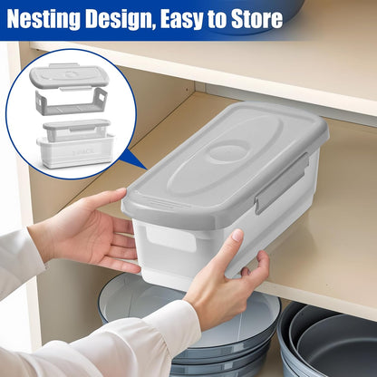 Batter Bowl with Lid, 2-Pack Fish Batter Shaker, Better Breader Shaker Bowl with Breading Shaker Tray, Batter Bowl with Lids Shaker for Frying Chicken Wings Fish Onion Rings Veggies