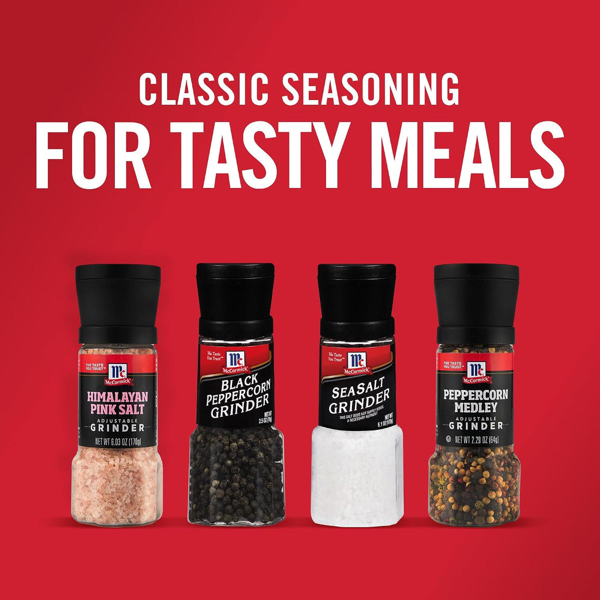 McCormick Black Peppercorn Grinder, For Freshly Ground Pepper While Cooking & Tableside, 2.5 oz