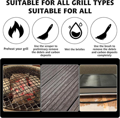 9 Pieces Grill Brush and Scraper Stainless Steel Wire Grill Brush Extra Strong BBQ Cleaner Accessories Heavy Duty Barbecue Grill Cleaning Brush Cleaner (8 Inch)