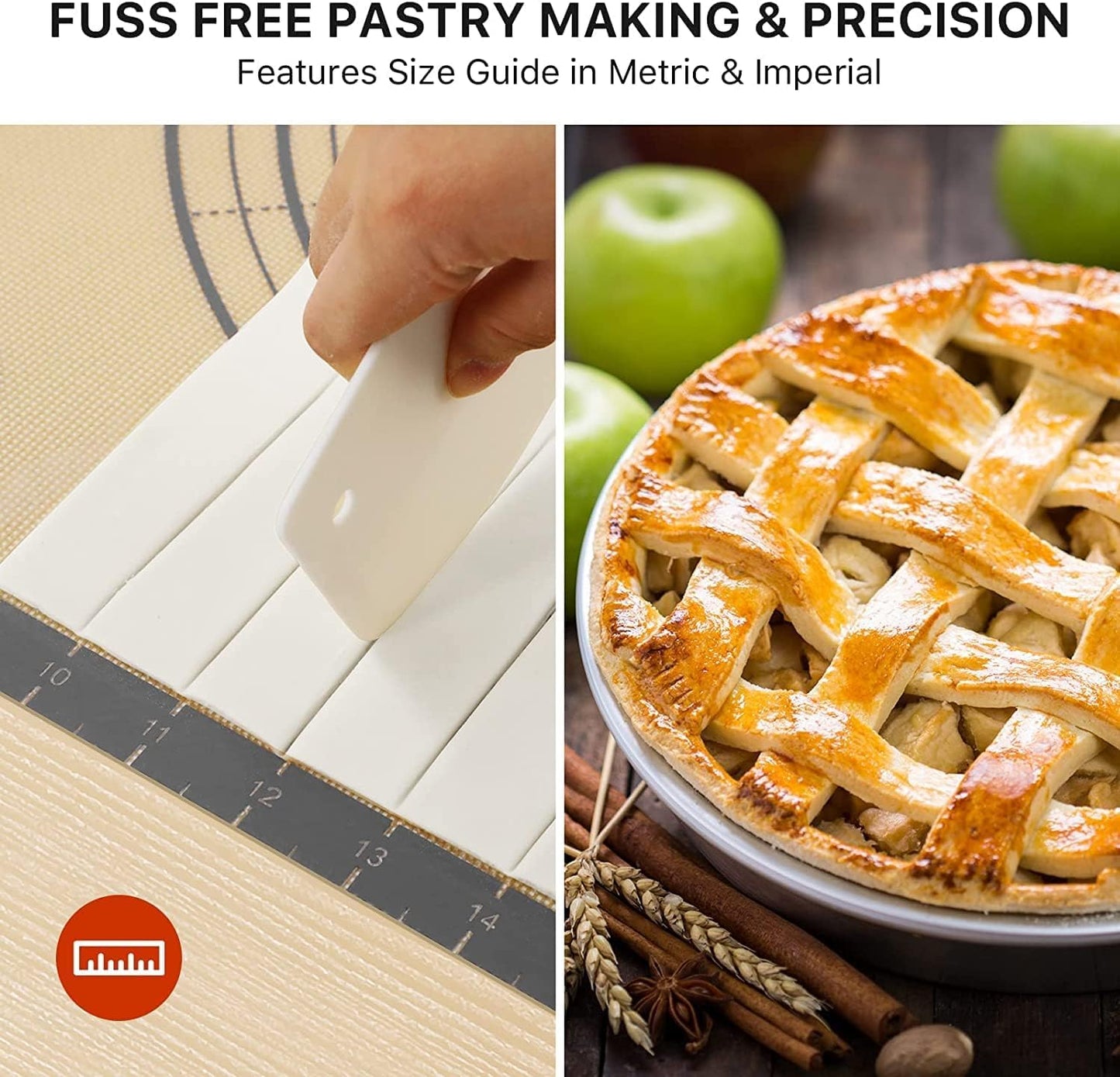 Silicone Baking Mat,28" x 20" Extra Thick Large Non Stick Sheet Mat with Measurement Non-slip Dough Rolling Mat,Reusable Food Grade Silicone Counter Mat for Making Cookies,Macarons,Bread and Pastry