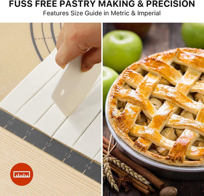 Silicone Baking Mat,28" x 20" Extra Thick Large Non Stick Sheet Mat with Measurement Non-slip Dough Rolling Mat,Reusable Food Grade Silicone Counter Mat for Making Cookies,Macarons,Bread and Pastry