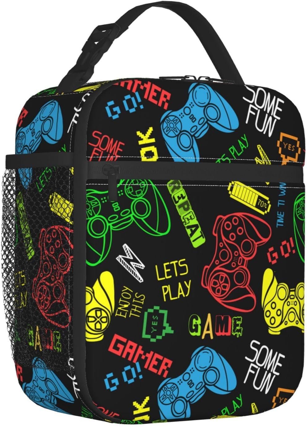 Black Cat Reusable Lunch Box Food Bag Insulated Lunch Bag for Teenage Boys Girls School Beach