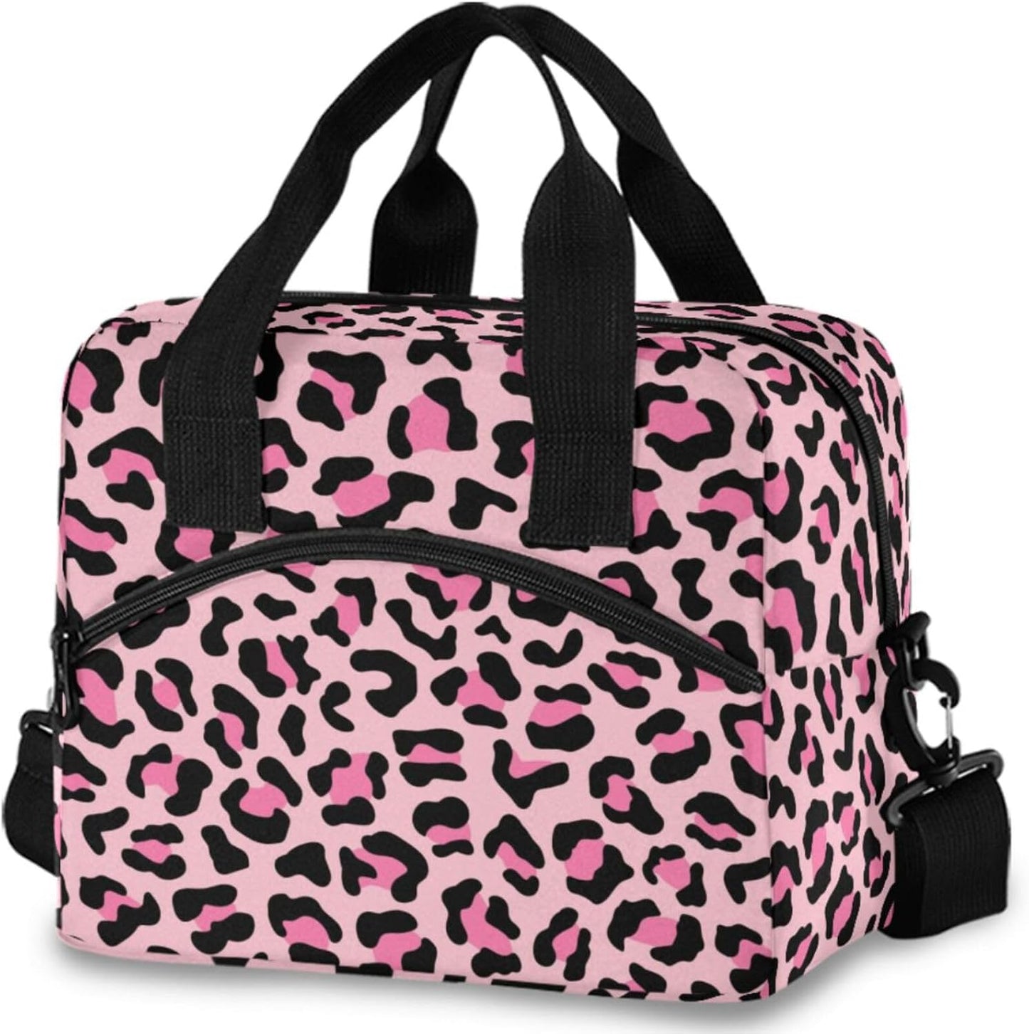 Colorful Leopard Insulated Lunch Bag Rainbow Animals Skin Print Reusable Cooler Lunch Tote Box with Shoulder Strap for Work Picnic School Beach