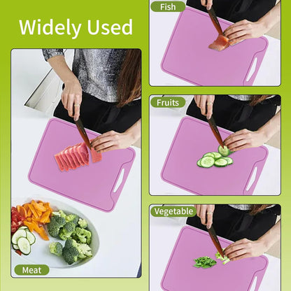 Silicone Cutting Board for Kitchen, 11.8''x 8.6'' Flexible Cutting Boards, BPA Free Non Slip Cutting Mat for Meat, Vegetables and Fruit with Easy Grip Handle, Dishwasher Safe (Deep purple)
