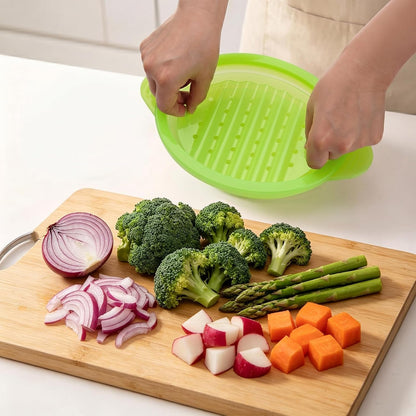 Silicone Microwave Steamer Collapsible Cooker for Vegetables Fish Prep Meal
