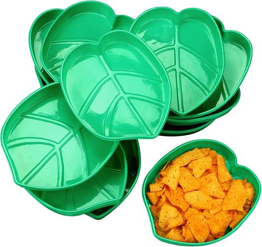 Zopeal 12 Pieces Palm Leaf Trays Hawaii Style Food Reusable Snack Tray